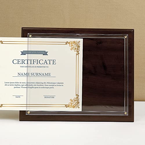 Fine Stationery Walnut Certificate Award Plaque - Slide-In 8.5x11 Certificate or Diploma, Wall Frame Fine Stationery