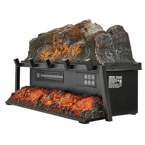 VEVOR 23 Inch Electric Fireplace Log Heater, Fireplace Insert with Crackling Sound, Remote Control, 5 Flame Brightness Levels, Thermostat, Timer, Overheat Protection, for Home Decor, Black VEVOR