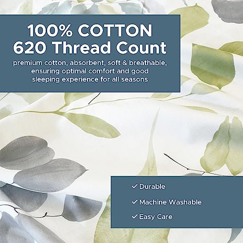 Essina Duvet Cover Set – 3 Pcs Queen Duvet Cover Set with 1 Queen Duvet Cover and 2 Pillow Shams – 620 Thread Count – Soft Cotton Duvet Cover Queen Size – Luxurious Cotton Comforter Cover – Watercolor Essina
