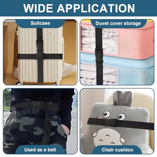 4 Pack Mattress Topper Straps, 60 x 2 Inches Black Adjustable Straps with Locking Buckles Keep Toppers Secure for Mattress Moving or Storage Ideal for Memory Foam Toppers Dorms Apartments and RVs RJLCTH