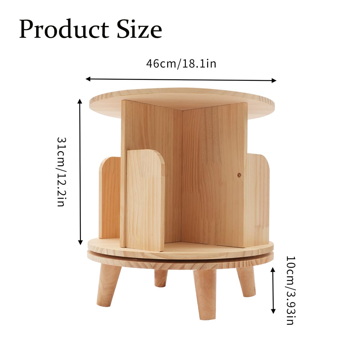 Gdrasuya10 Mini Rotating Wooden Bookshelf Organizer for Small Spaces Gdrasuya10