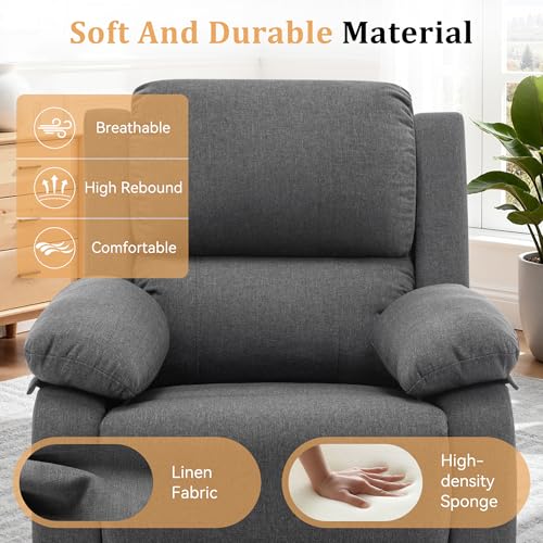 Korser Recliner Chair, 360 Swivel Rocker Chair for Adults, Small Rocking Recliner for Small Spaces, Upholstered Fabric Glider Recliner Nursery