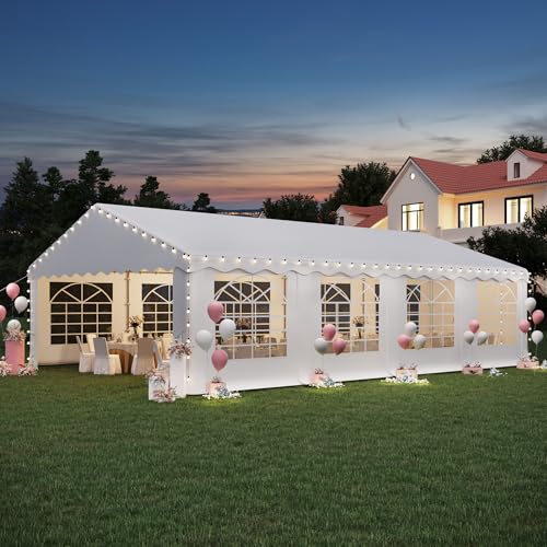 EROMMY 20X30FT Party Tent, White Outdoor Wedding Canopy with Removable Sidewalls and Church Windows, Heavy Duty Pavilion Shelter for Events, Celebrations, and Gatherings EROMMY