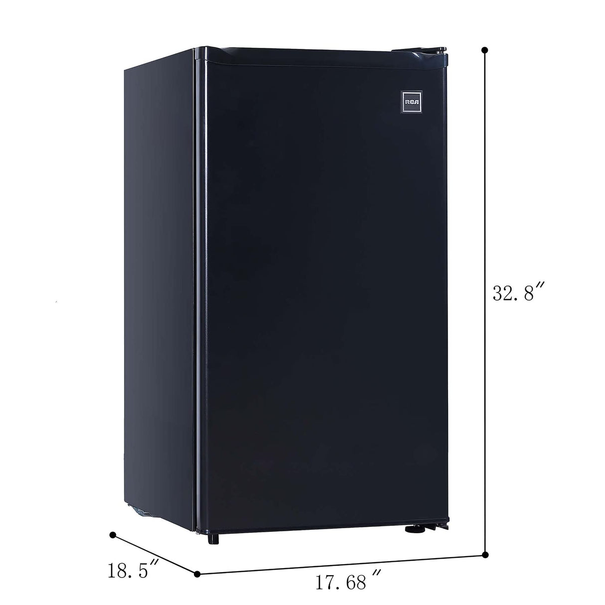 RCA RFR321-B-Black-COM RFR321 Single Mini Refrigerator-Freezer Compartment-Adjustable Thermostat Control-Reversible Doors-Ideal for Dorm, Office, RV, Garage, Apartment-Black Cubic Feet, 3.2 CU.FT RCA