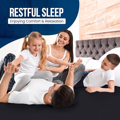 Queen Size Mattress Protector Waterproof, Premium 200 GSM Terry Mattress Cover, Soft & Breathable Bed Cover, Fitted Sheet Style Stretchable Deep Pockets 17" by Utopia Bedding (Black) Utopia Bedding