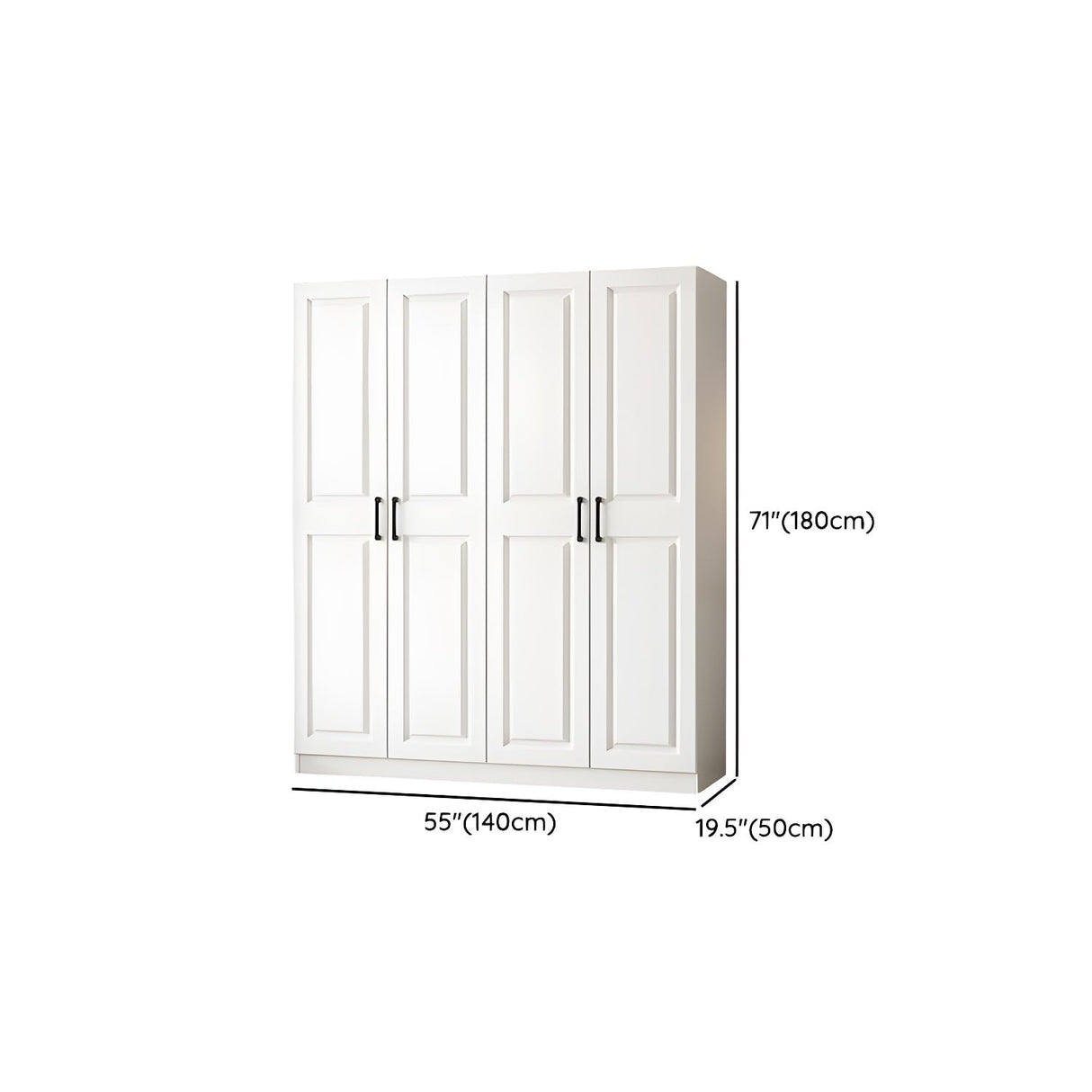 LITFAD Freestanding Functional Closet Contemporary Wood Large Capacity Storage Wardrobe with Shelves and Garment Rod Clothes Cabinet for Bedroom Hotel - White Armoire 55" L x 19.5" W x 71" H LITFAD