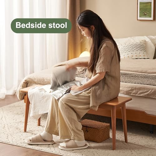 Entry Bench, Wood Bench Indoor, Dining Room Bench, Hallway Bench for Entryway, Wood Bench, Solid Oak Wood Bench, Wood Bench for End of Bed, for Kitchen Bedroom, Indoor and Hallway(Yellow,120 WoodArtSupply