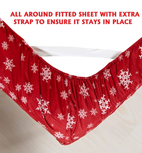 Elegant Comfort Luxury Soft Bed Sheets Holiday Pattern 1500 Premium Hotel Quality Microfiber - Softness Wrinkle and Fade Resistant (4-Piece) Bedding Set, Twin, Snowflake-Burgundy Elegant Comfort