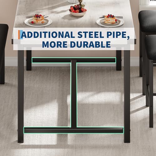 Garvee Wooden Dining Table Set for 4, Kitchen Table and 2 Upholstered Chairs with Bench, Rectangular Dining Room Set, for Small Space, Apartment, Home, Easy Assembly, Retro Gray Garvee