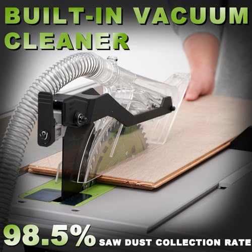 SIROCCO Dustless Table Saws for Jobesites, 10" Cutting Blade 98.5% Dust Collection Rate Cutting Speed Up to 4500RPM, 60T Blades SIROCCO