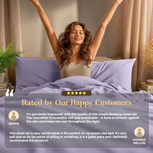 Utopia Bedding Twin Sheet Set – 3 Piece Bed Sheets for Twin Size Bed, Soft and Breathable Microfiber, Includes 1 Fitted Sheet, 1 Flat Sheet and 1 Pillowcase – Oeko Tex (Lavender) Utopia Bedding