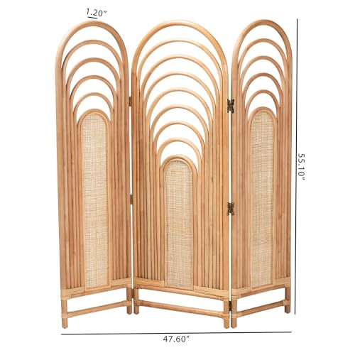 bali & pari Golda Modern Bohemian Natural Brown Rattan Room Divider bali & pari