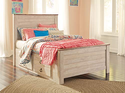 Signature Design by Ashley Willowton Cottage Farmhouse Sleigh Headboard ONLY, Full, Whitewash Signature Design by Ashley