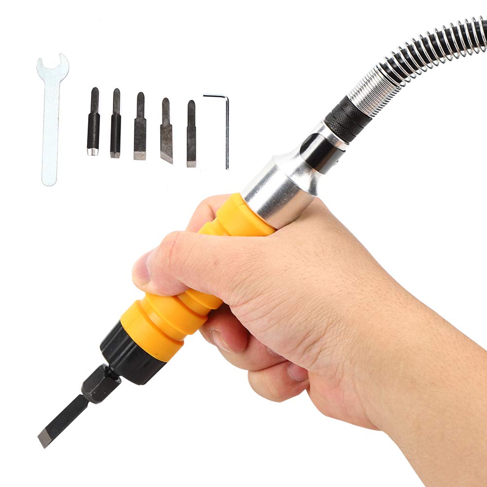 Electric Chisel, with Wrench Carving Chisel, Woodworking Yellow Handle Power for Professional Carvers Amateurs Denkerm