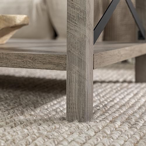 Walker Edison Sedalia Modern Farmhouse Metal X Coffee Table, 40 Inch, Grey Wash Walker Edison