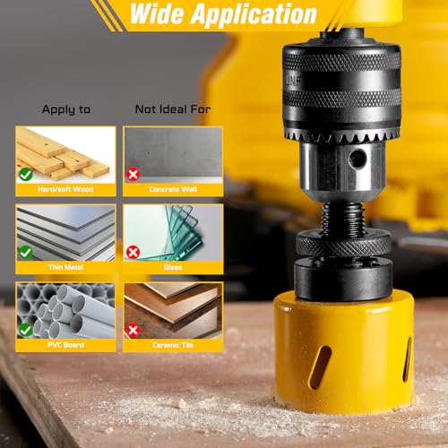 KATA Bi-Metal Hole Saw Kit, 18 Piece M42 High Speed Steel Hole Saw Set with 3/4" -2-1/2" (19-64mm) 11PCS Hole Saw Blades in Case with Mandrels, Drill KATA