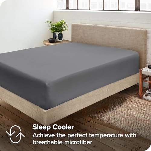 Bare Home 2-Pack Fitted Bottom Sheets Twin XL - Premium 1800 Ultra-Soft Wrinkle Resistant Microfiber - Deep Pocket (Twin XL, Grey) Bare Home