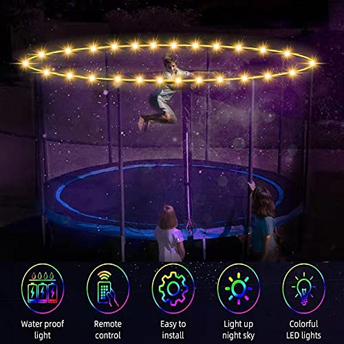 SUVEUS Trampoline Lights, Waterproof LED Lights for 16Ft 15Ft 14Ft 12Ft 10Ft Trampoline, 16 Colors Change with Remote and App Control, Sync up to Music, Super Bright for Kids to Play at Night SUVEUS