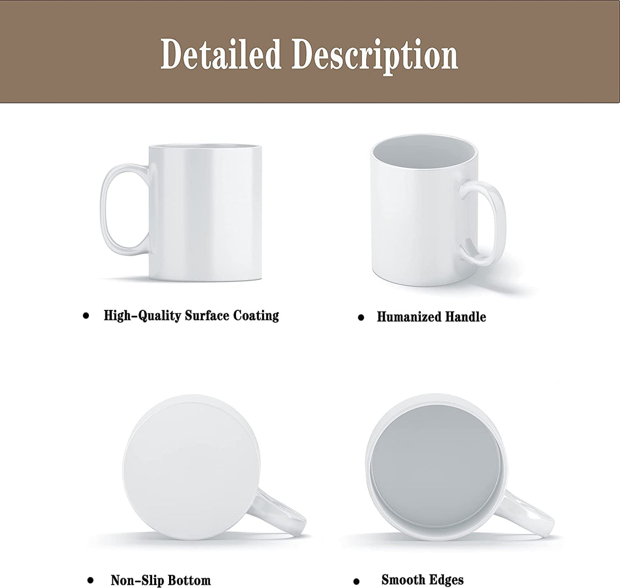 TANGLONG Sublimation Mugs,Sublimation Mugs Blank,Sublimation Mugs 15 oz,Sublimation Coffee Mugs,Bulk Mugs for Coffee,Latte,Hot Cocoa Set of 12 TANGLONG