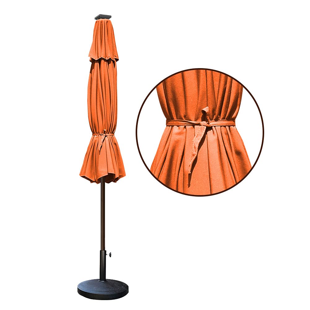 EliteShade USA 10-Year-Non-Fading Solar 9ft Market Umbrella with 80 LED Lights Patio Umbrellas Outdoor Table Umbrella with Ventilation,Rust EliteShade