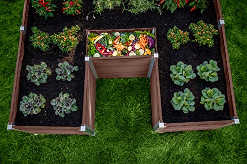 Vita Urbana 6 Foot x 6 Foot Embossed Vinyl Keyhole Garden with Composting Basket, Espresso Brown, PVC, BPA and Pthalate Free, VT17507 Vita