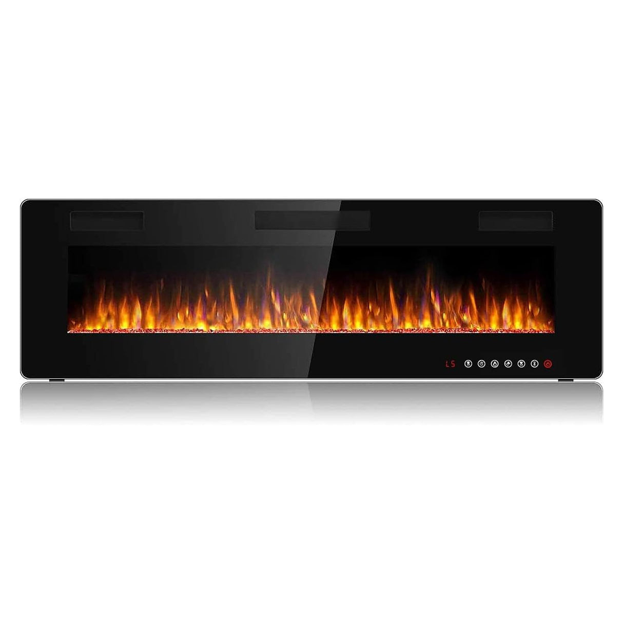 BOSSIN 60 inch Ultra-Thin Silence Linear Electric Fireplace, Recessed Wall Mounted Fireplace, Fit for 2 x 4 and 2 x 6 Stud, 12 Adjustable Flame Color & Speed,Touch Screen Remote Control with 8h Timer BOSSIN