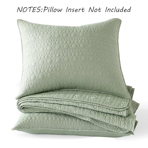 HORIMOTE HOME Quilt Set Twin Size Sage Green, Classic Geometric Spots Stitched Pattern, Pre-Washed Microfiber Chic Rustic Look, Ultra Soft Lightweight Quilted Bedspread for All Season, 2 Pieces HORIMOTE HOME