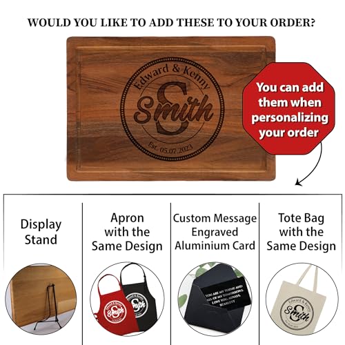 Personalized Wedding Gifts for Couples, Cutting Board for Anniversary, Housewarming, Mothers Day, Engagement, Wedding Registry Gifts for Bride and Kenzal Customized