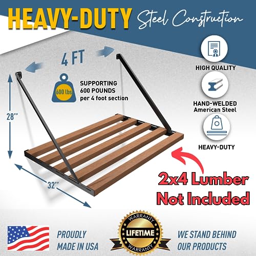 Koova Universal Garage Shelving Kit - Heavy-Duty, Easy Install, Customizable, 600 lbs. Support, Made in USA, Maximize Storage, Reclaim Floor Space Koova