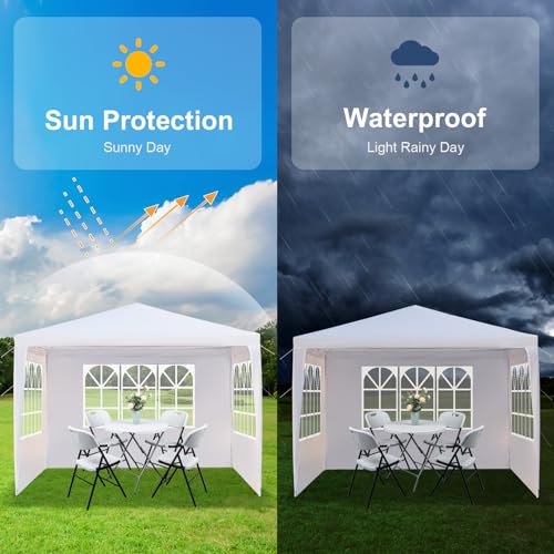 Outvita Outdoor Party Tent, Patio Canopy Tent Gazebo with Removable Sidewalls Instant Event Tent for Cater Events Wedding Birthday Pavilion Beach BBQ (10'x10') Outvita