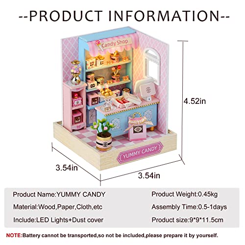 CUTEROOM DIY Doll House Miniature Furniture Wooden House Kit with Dust Cover & LED Light and Accessories - New Three Styles QT Series Dollhouse (QT045) CUTEROOM