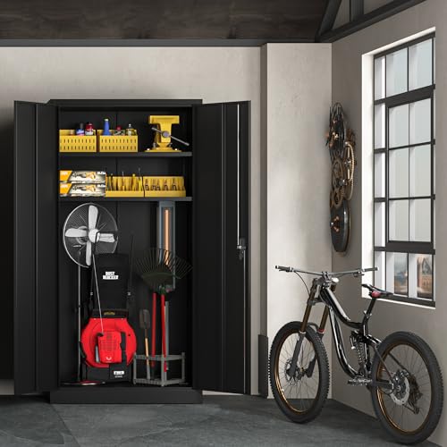 Waqiv 70''H Metal Storage Cabinet with 2 Lockable Door, Locking Garage Cabinet with 4 Adjustable Shelves, Home Office File Cabinet, Assembly Required Waqiv