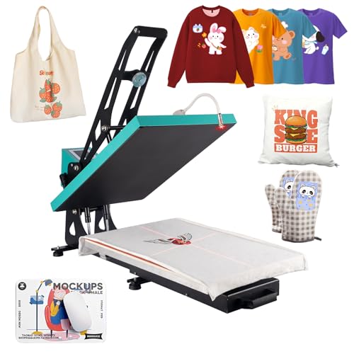16x24 Semi-auto Heat Press Machine with Positioning, 2kw, Slide-Out, Heat Transfer Press DTF, Vinyl. Family or Small Business (Green, 16x24 Semi-auto) Eonvest