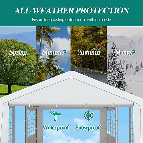 GARTOO 20' x 20' Canopy Party Tent & Carport - Heavy Duty Outdoor Wedding Gazebo with 4 Sand Bags, Event Shelter Canopy for Outdoor Event, Wedding, Birthday Party GARTOO
