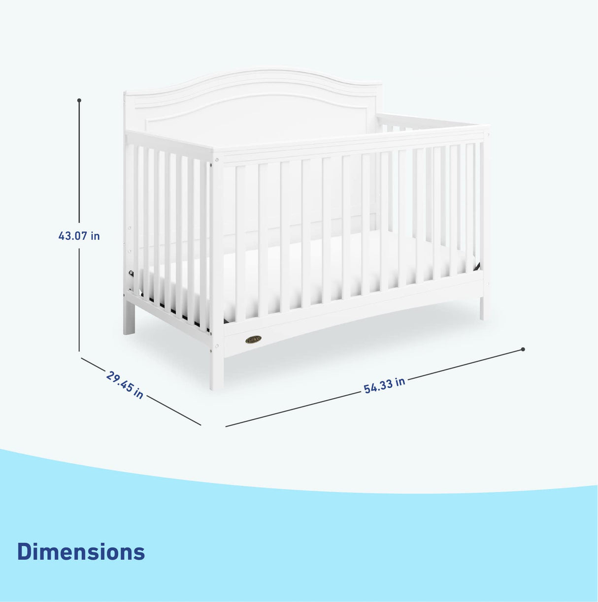 Graco Paris 4-in-1 Convertible Crib (White) - GREENGUARD Gold Certified, Converts to Toddler Bed, Daybed and Full Bed, Fits Standard Crib Mattress, Adjustable Mattress Base Graco