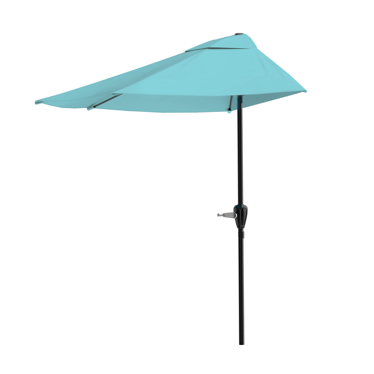 Half Umbrella Outdoor Patio Shade - 9 ft Patio Umbrella with Easy Crank - Small Canopy for Balcony, Table, or Deck by Pure Garden (Blue) Pure Garden
