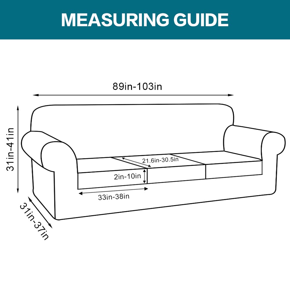 Turquoize 4 Piece Sofa Covers for 3 Cushion Couch Sofa Slipcover Soft Couch Cover for Dogs-Washable Sofa Furniture Covers with 3 Individual Large Cushion Covers, Feature Thick Fabric (XL Sofa, Ivory) Turquoize