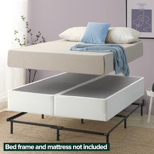 ZINUS 9 Inch Box Spring with Cover, No Assembly Mattress Foundation, Sturdy Metal Structure, Split Queen, White Zinus