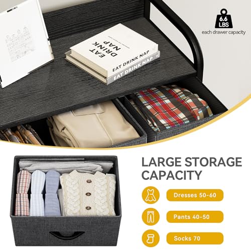 DWVO 7 Drawers Dresser, Organizer Unit for Bedroom, Fabric Dresser Storage Tower for Hallway, Entryway, Closets, Sturdy Steel Frame, Wooden Top DWVO