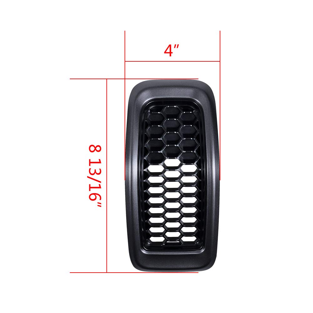 Astra Depot 7pcs Matte Black Mesh Honeycomb with Retro Gray Dark Ring Front Grille Grill Inserts Covers Compatible with 2014-2018 Jeep Cherokee Astra Depot