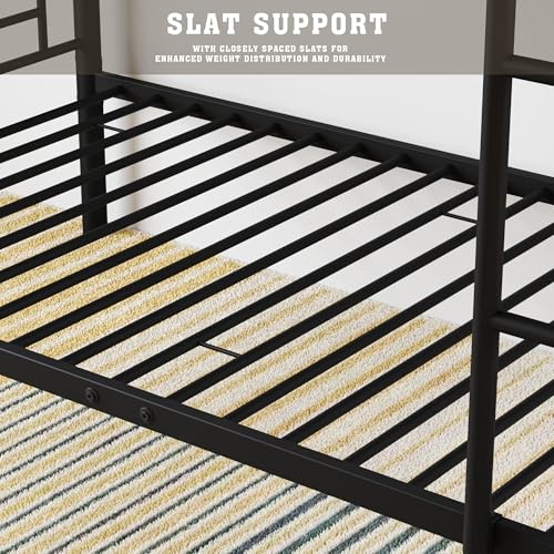 Bellemave Twin Triple Bunk Bed for 3, bunk Bed for 3 Person, 3 bunk beds for Kids/Adults/Teenagers, Black Split into 3beds Bellemave