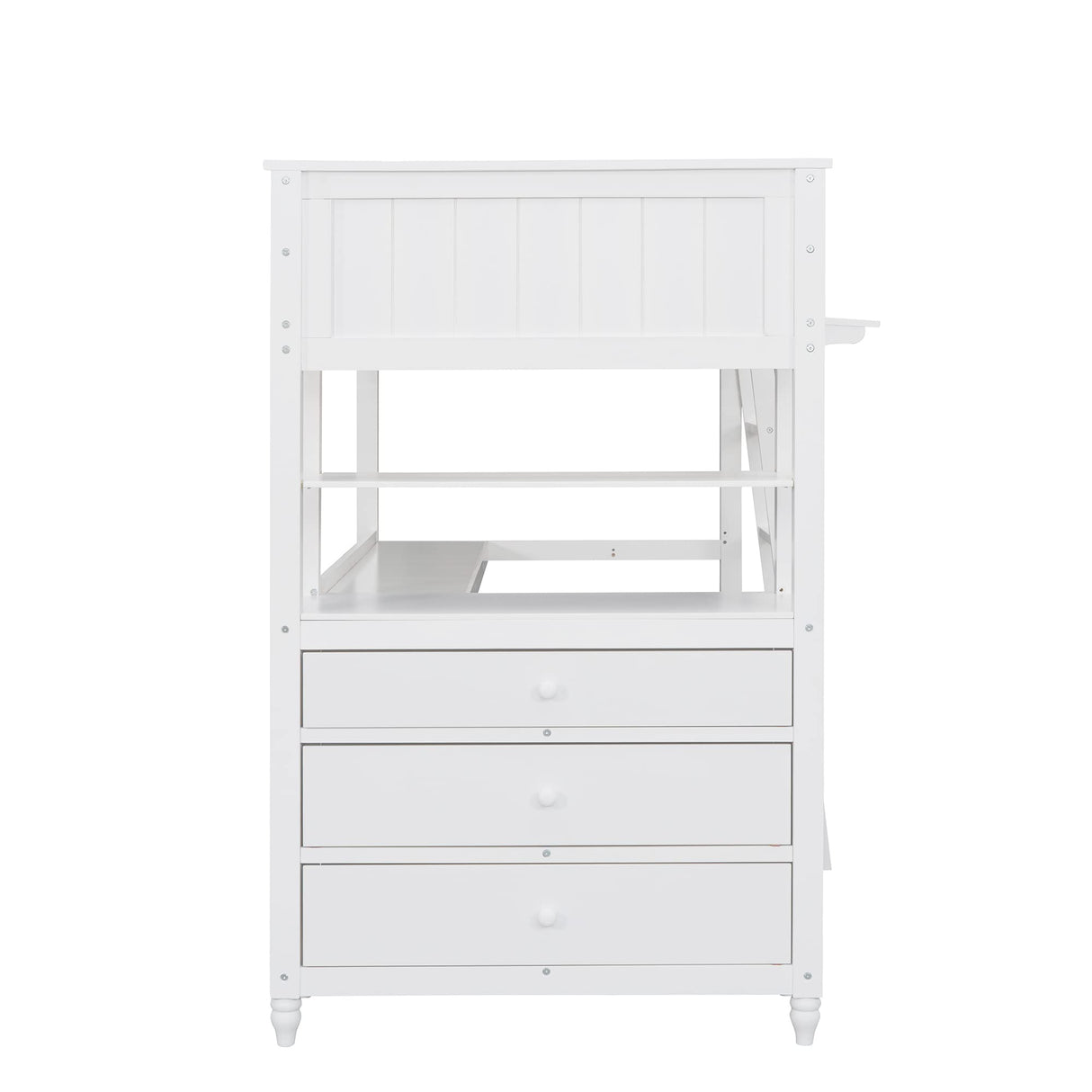 Twin Size Loft Bed with Desk and Storage by Harper & Bright Designs - Solid Wood Frame in White Harper & Bright Designs