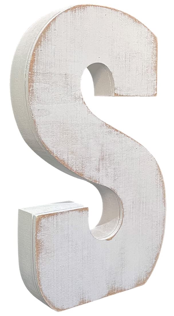 ABELOTS Distressed White Wash Wood Letter Decorative Signage, 10.0 x 5.91 inches, Love, Style S ABELOTS