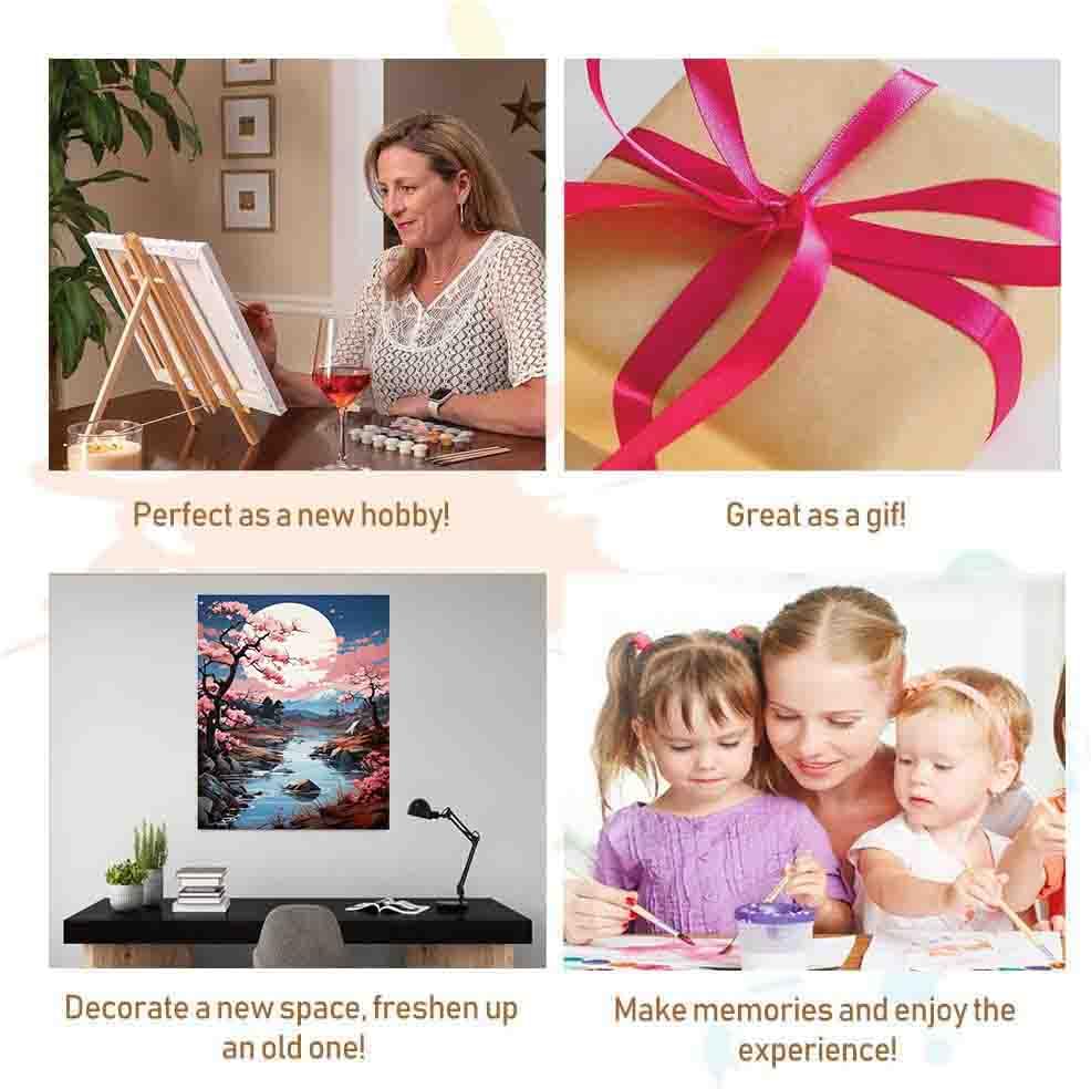 Scenery Paint by Numbers Kit for Adults Beginner,Moon Paint by Number Kits on Canvas for Adults Beginner,Digital Oil Painting Kits for Home Wall Decor 19.6X15.7 Inch (Without Frame) Kaixine