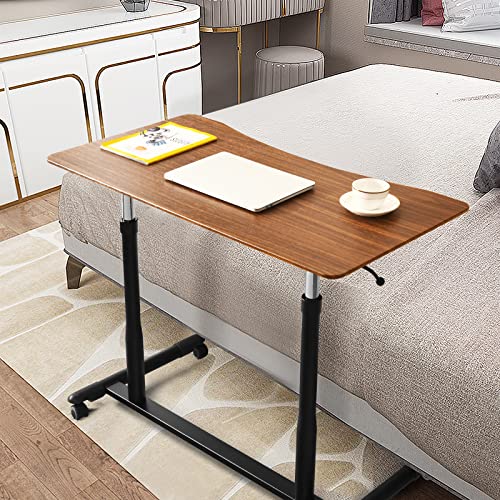 COSTWAY Mobile Height Adjustable Standing Desk, Compact Pneumatic Sit to Stand Computer Desk w/Lockable Casters, Ergonomic Rolling Laptop Table w/Steel Frame for Home Office (Espresso) COSTWAY