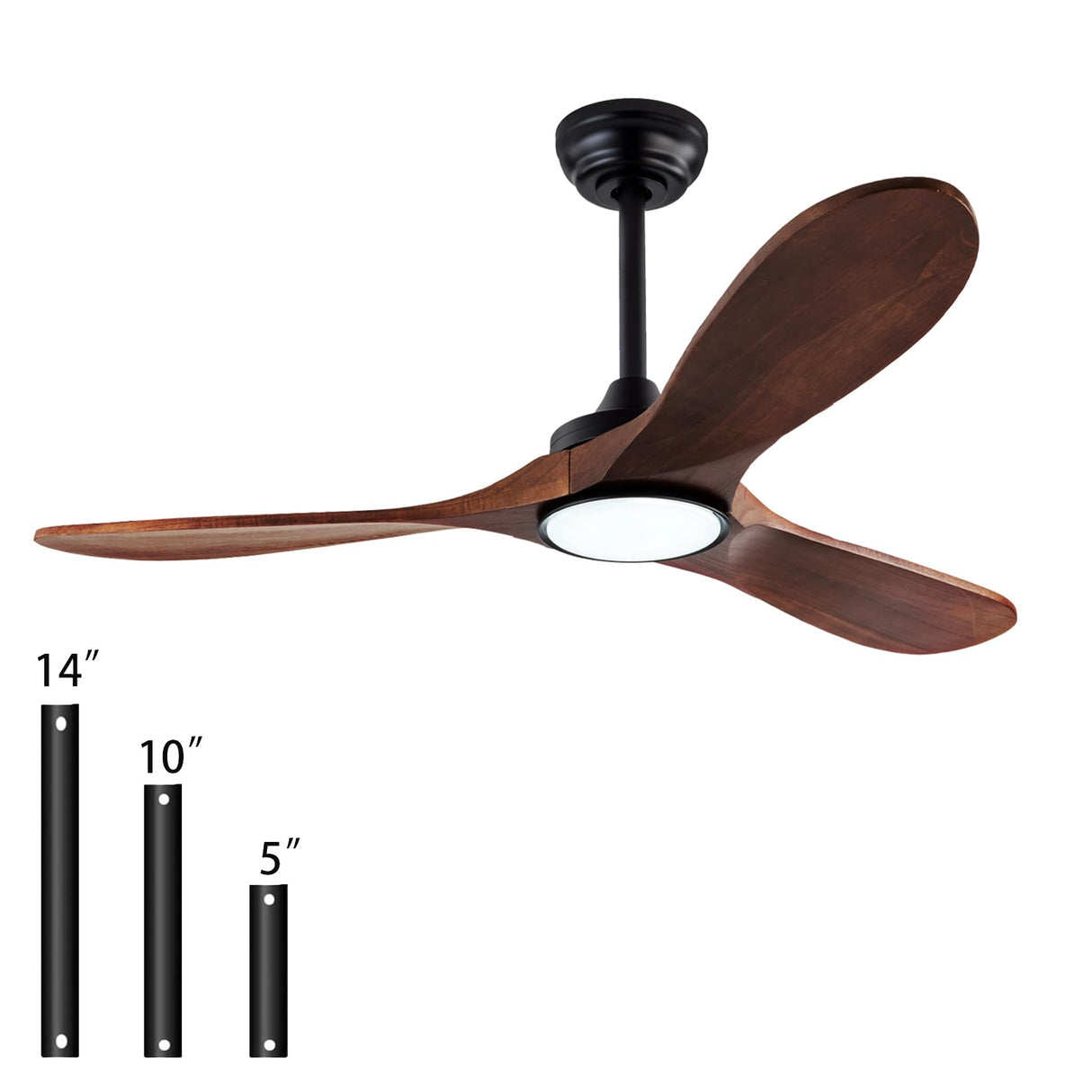 dearnow 42”Ceiling Fan with Light and Remote Control, Lighted Wooden Ceiling Fan Noiseless Reversible DC Motor with 3 Blades for Farmhouse, Living Room, Office, Indoor Outdoor (Black + Walnut) dearnow