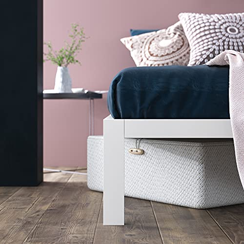 Zinus Mia Metal Platform Bed Frame - Twin Size, Wood Slat Support, Easy Assembly, White Zinus
