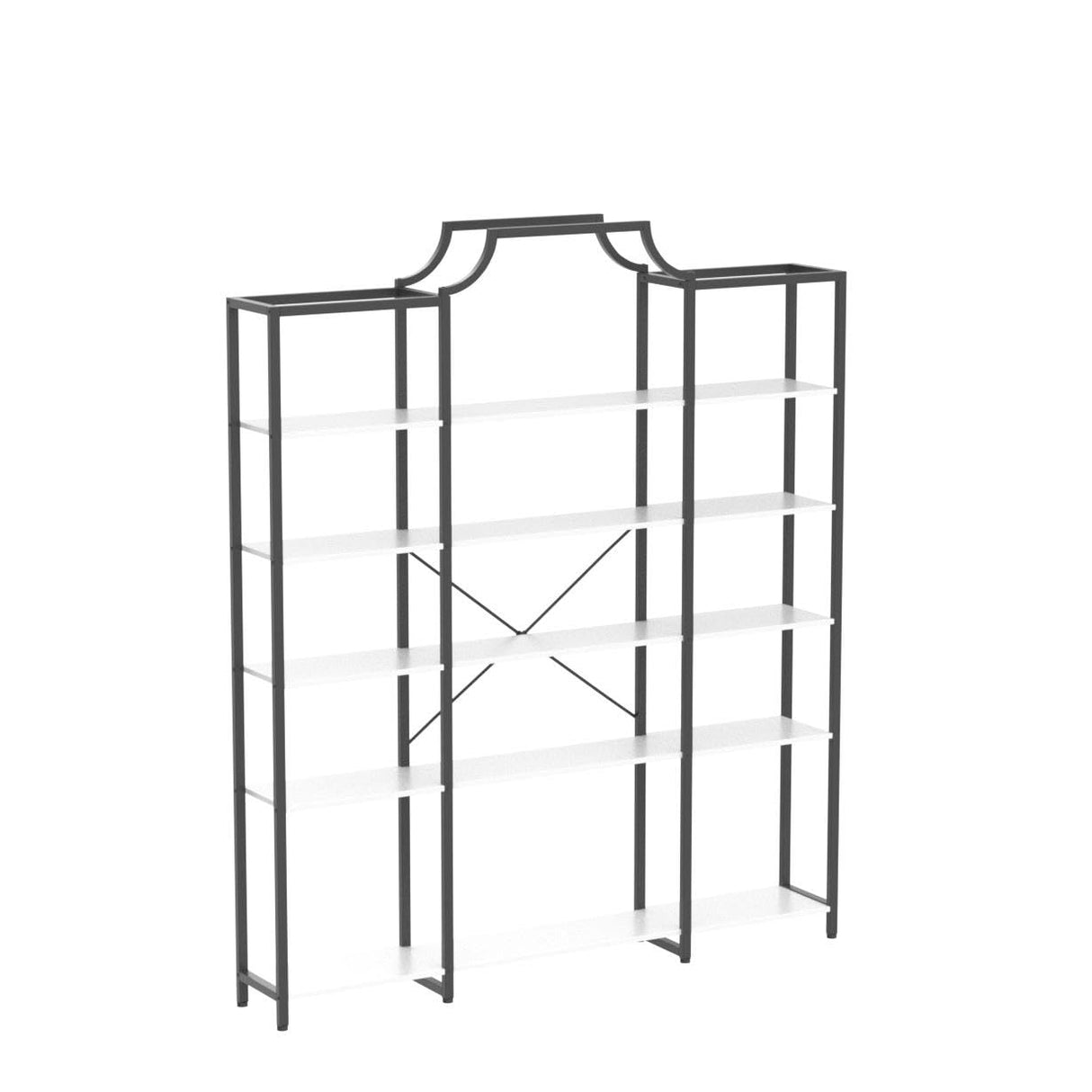 Auromie Triple Wide 5-Tier Bookshelf, 70.87" L x 79.13" H Extra Large Bookcase, Tall Open Etagere Display Shelf with Metal Frame, Freestanding Modern Storage Shelves for Home Office, Black&White Auromie