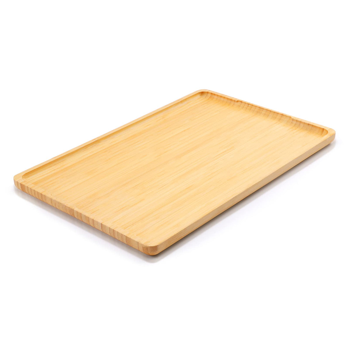 Webacoo Bamboo Serving Tray with Handles, Decorative Coffee Table Tray, Bamboo Platter for Breakfast in Bed, BBQ & Grilling Tray for Cooked & Raw Meat, 15 x 10 Inches WEBACOO