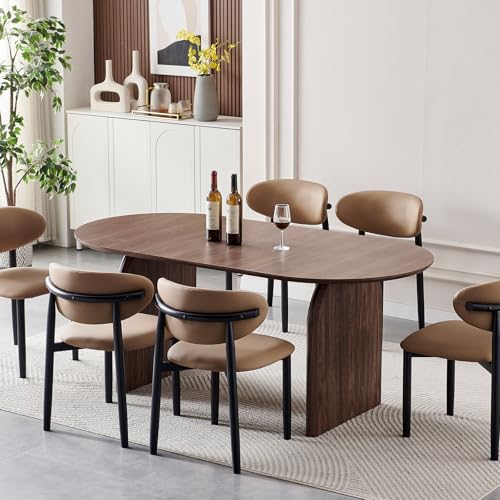 Tviorst 70.87" Oval Dining Room Table for 4-6, Mid Century Furniture Modern Kitchen Table with Thick Sturdy Wooden Base, Space-Saving for Kitchen, Living Room, Office Tviorst